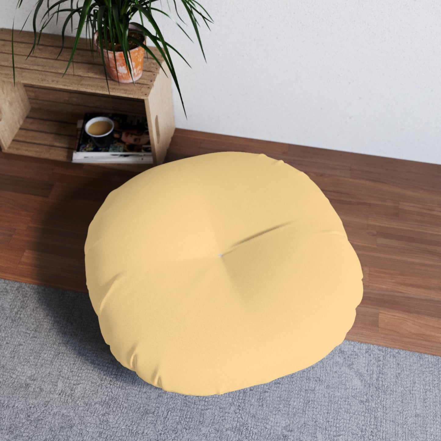 Round Tufted Floor Pillow - Yellow Sunrise