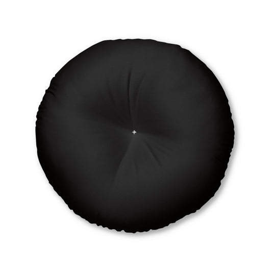Round Tufted Floor Pillow - Obsidian Noir