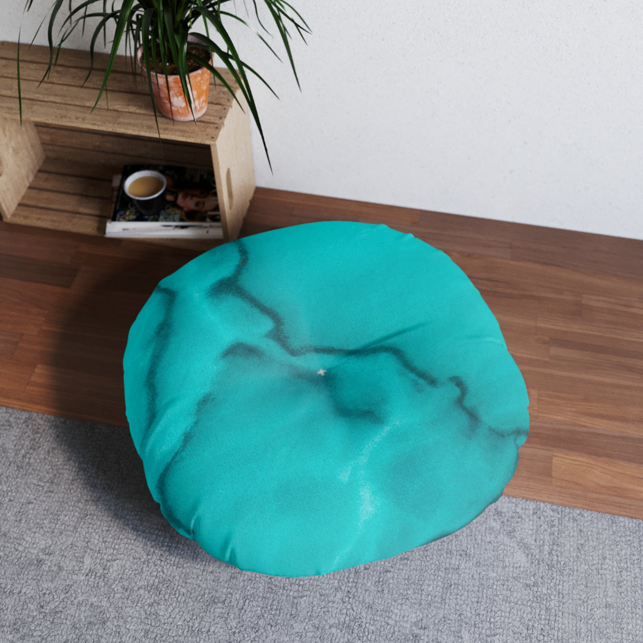 Azure Alchemy Collection - Round Tufted Floor Pillow