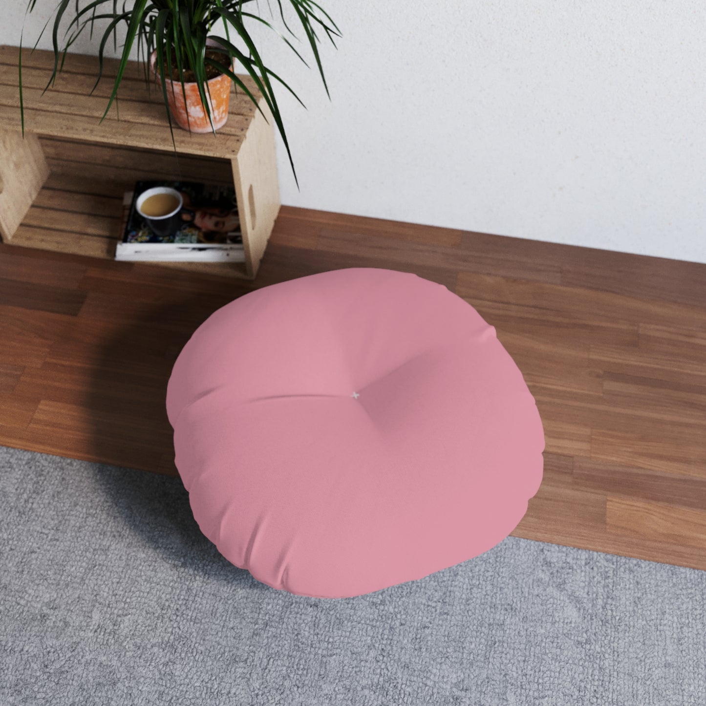 Round Tufted Floor Pillow - Vintage Puce Pink