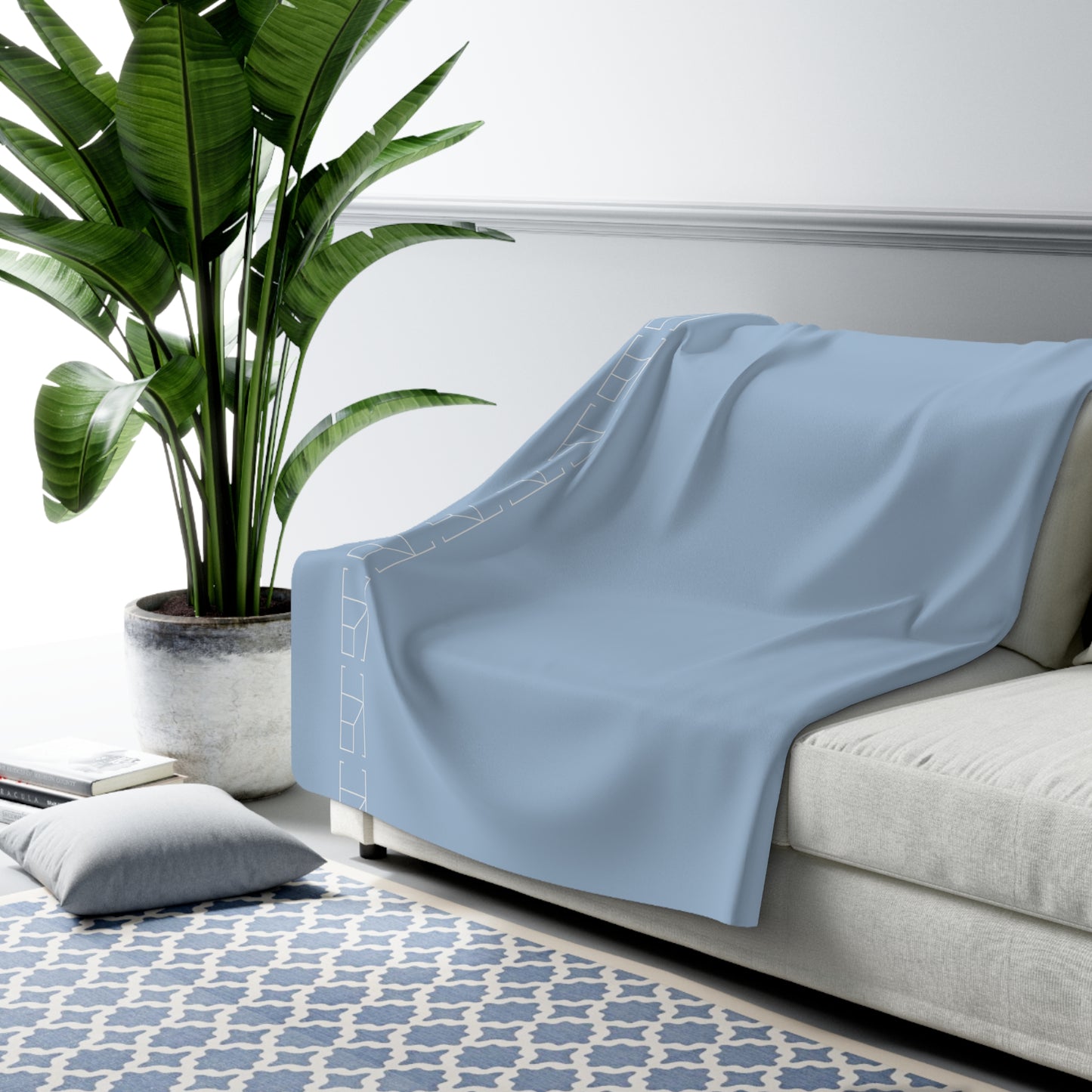 Sherpa Fleece Blanket - Blue Mist