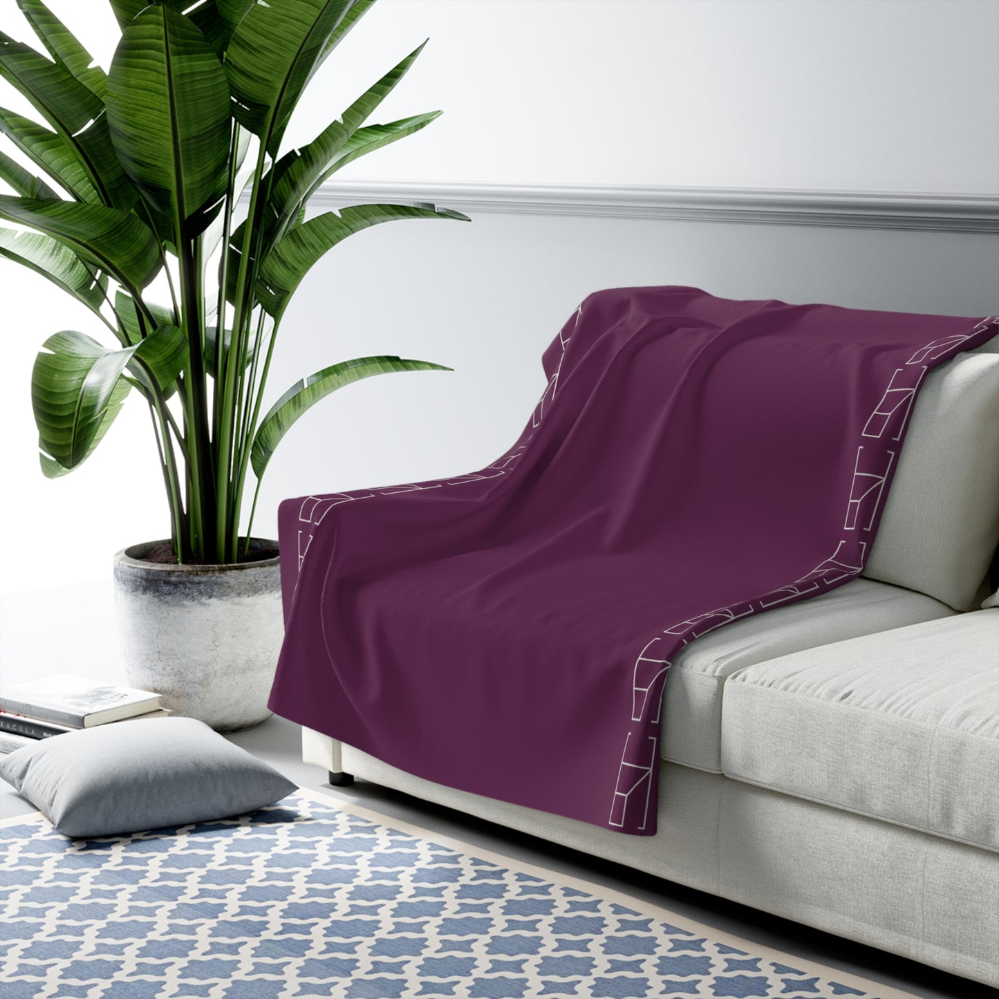 Sherpa Fleece Blanket - Plum Wine