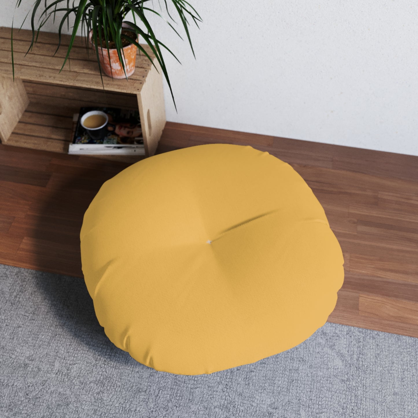 Round Tufted Floor Pillow - Hunyadi Yellow