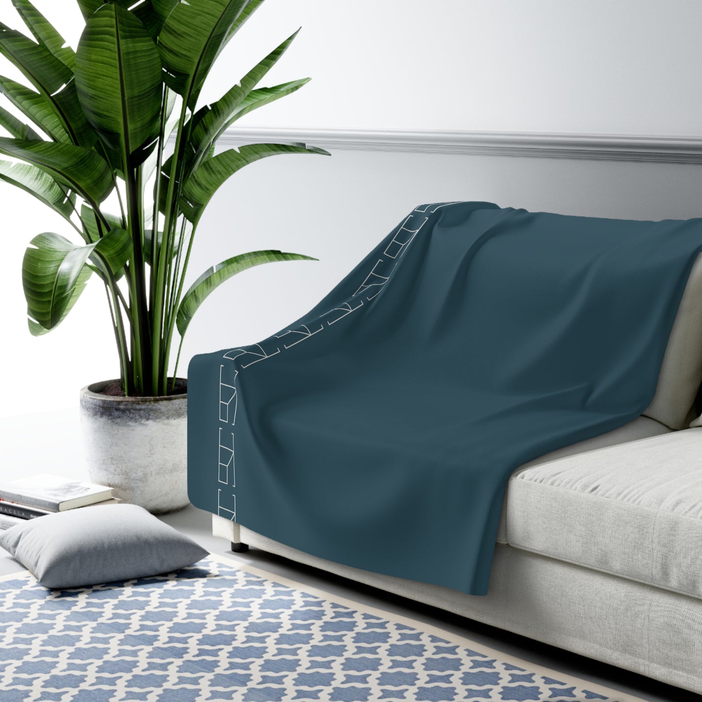 Sherpa Fleece Blanket - Steel Blue