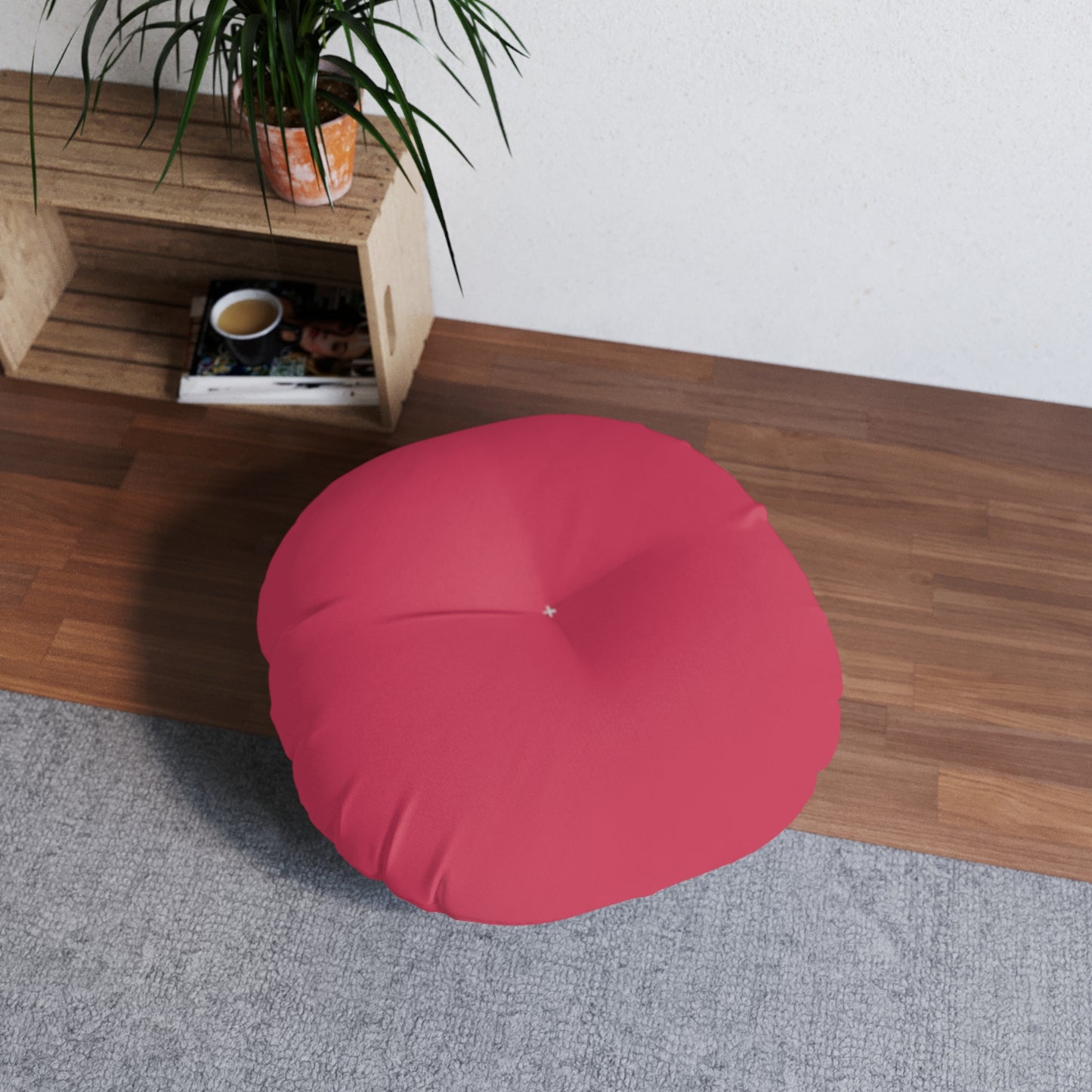 Round Tufted Floor Pillow - Cerise