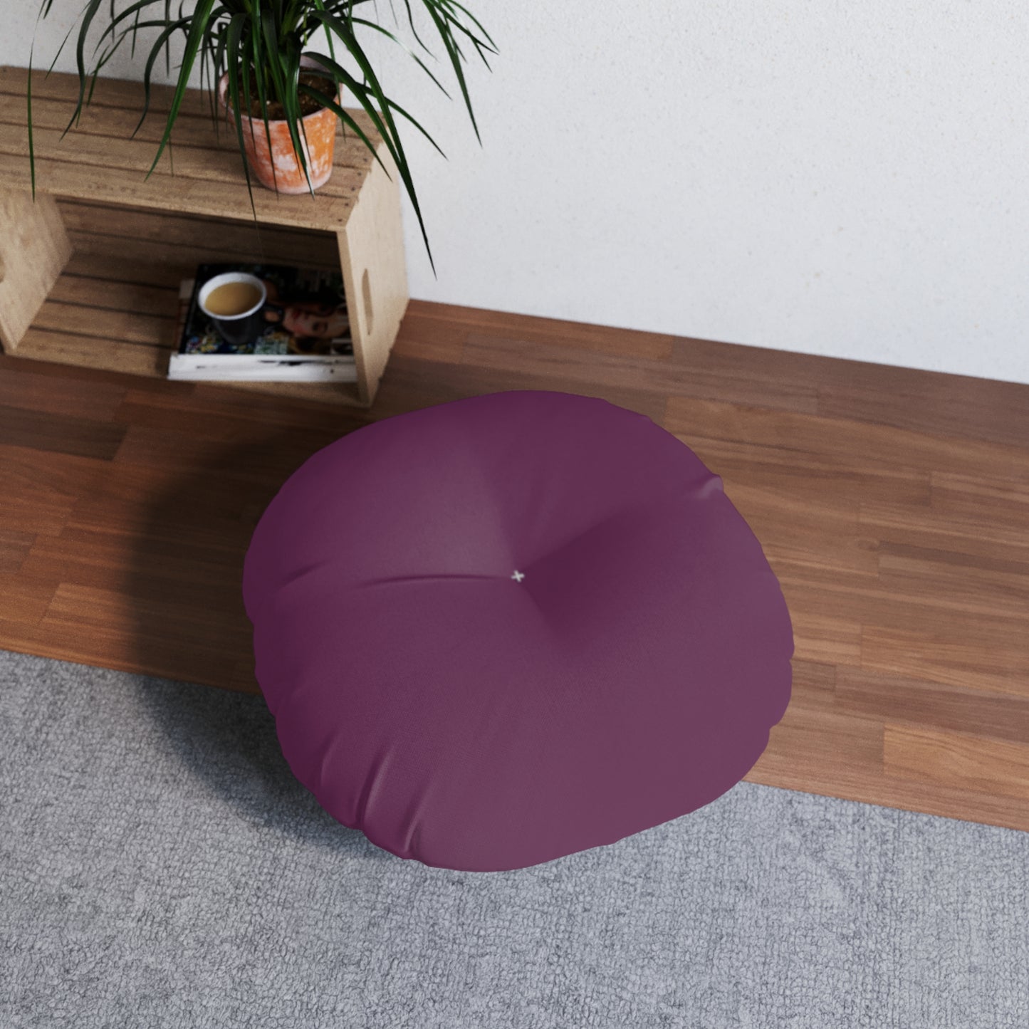 Round Tufted Floor Pillow - Plum Wine