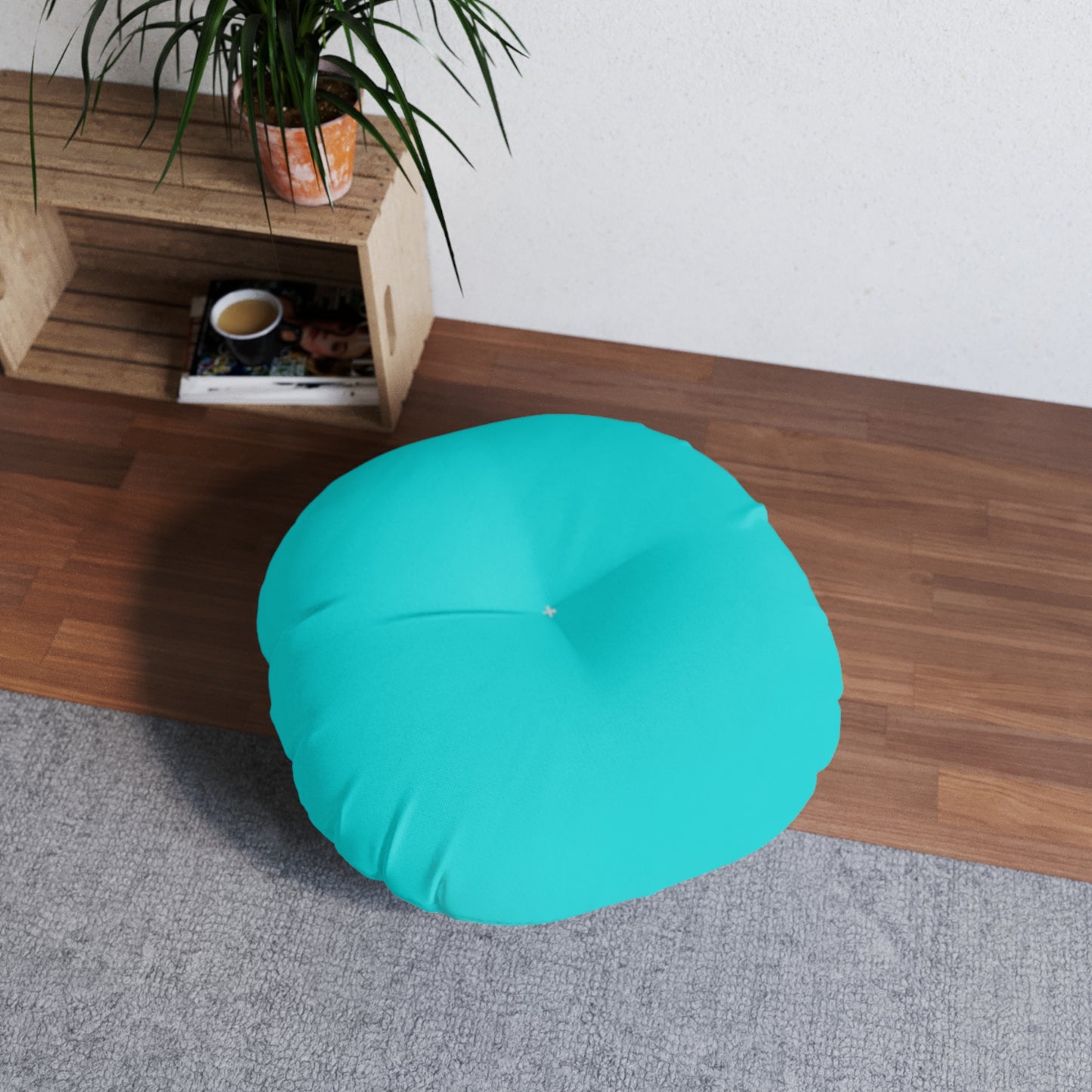 Round Tufted Floor Pillow - Robin Egg