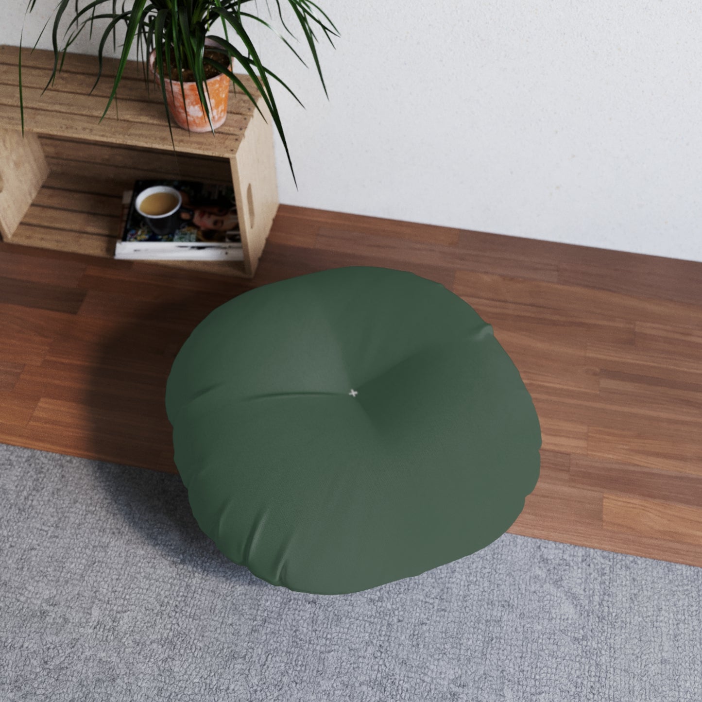 Round Tufted Floor Pillow - Forest Oliva